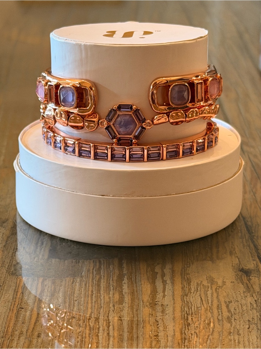 Bomb Party Bracelets! Personally Curated Lavender, Pink on Rose Gold Set